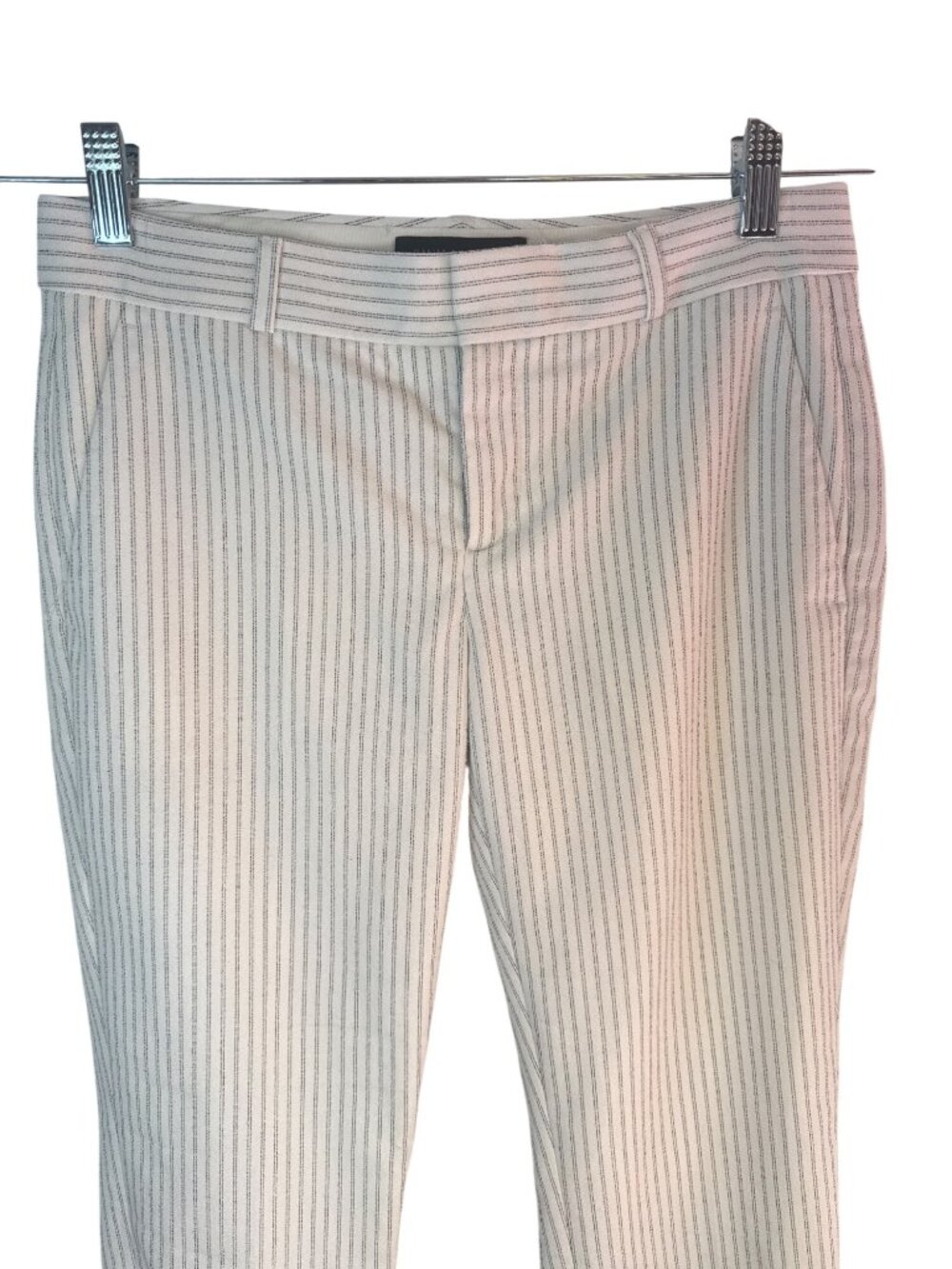 Banana Republic Avery Petite 00 White Striped Crop Pants With Pockets - Picture 8 of 14